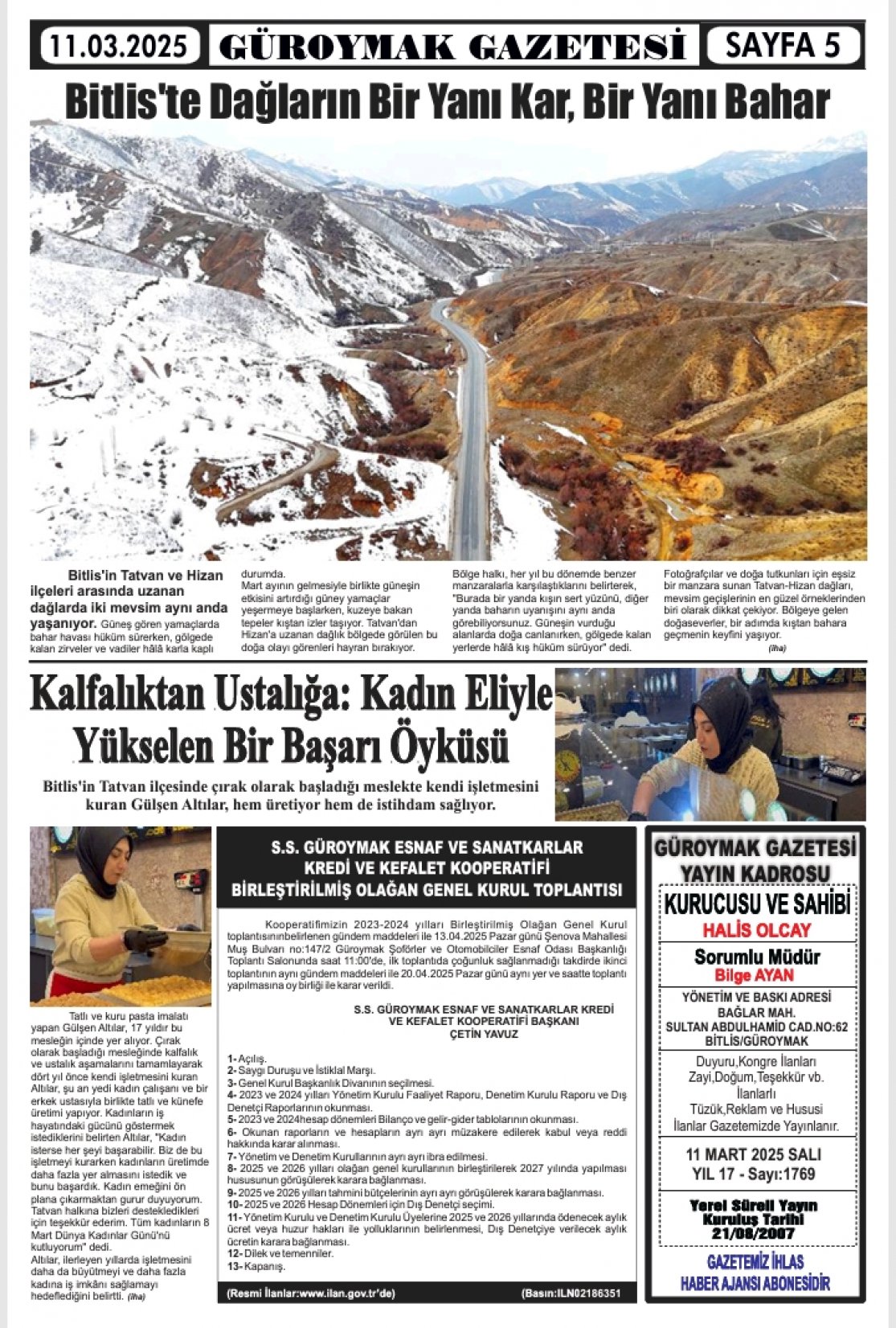 Güroymak Gazetesi  Sayılı Gazete Küpürü