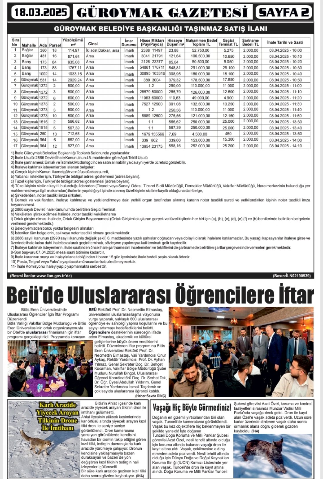 Güroymak Gazetesi  Sayılı Gazete Küpürü