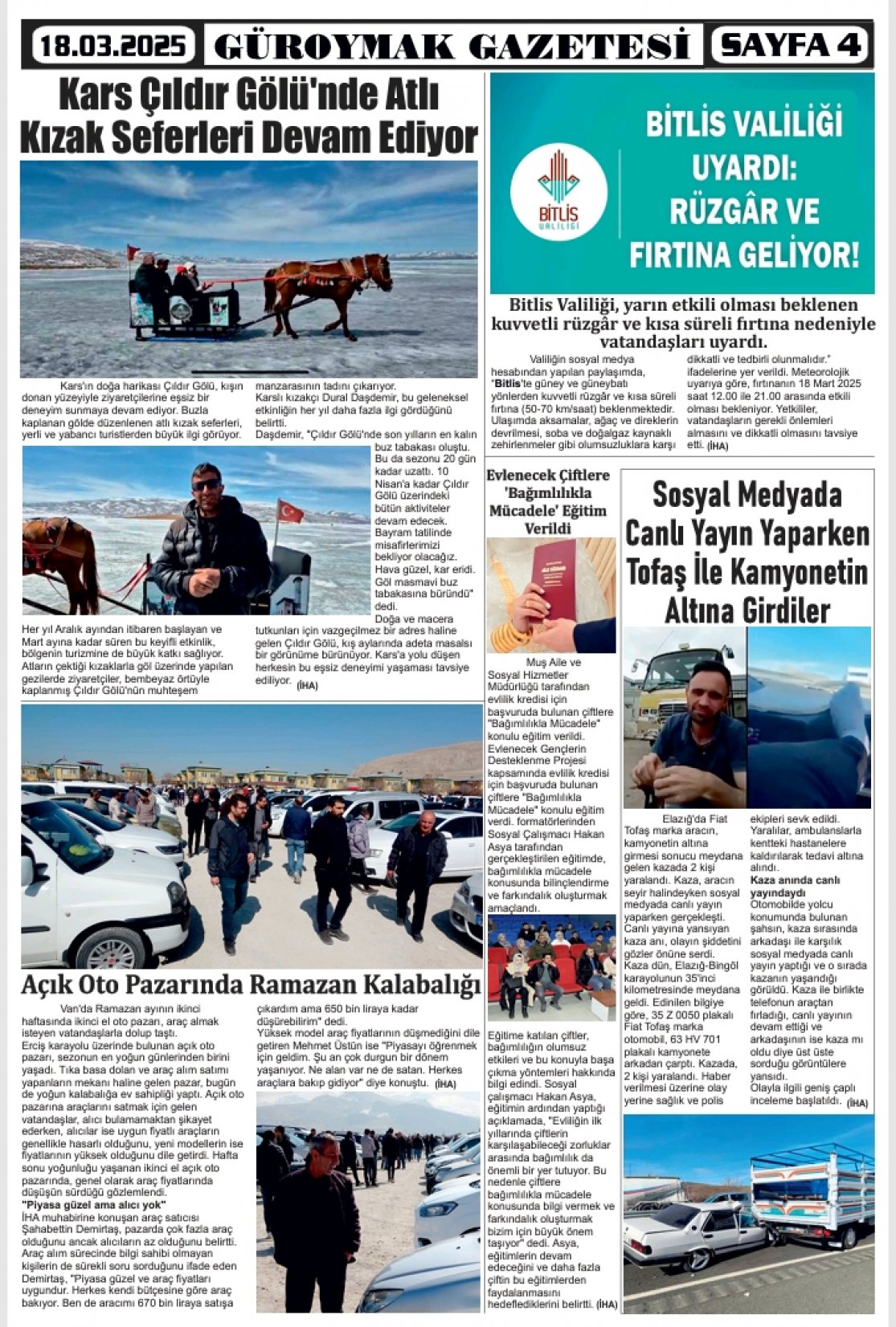 Güroymak Gazetesi  Sayılı Gazete Küpürü