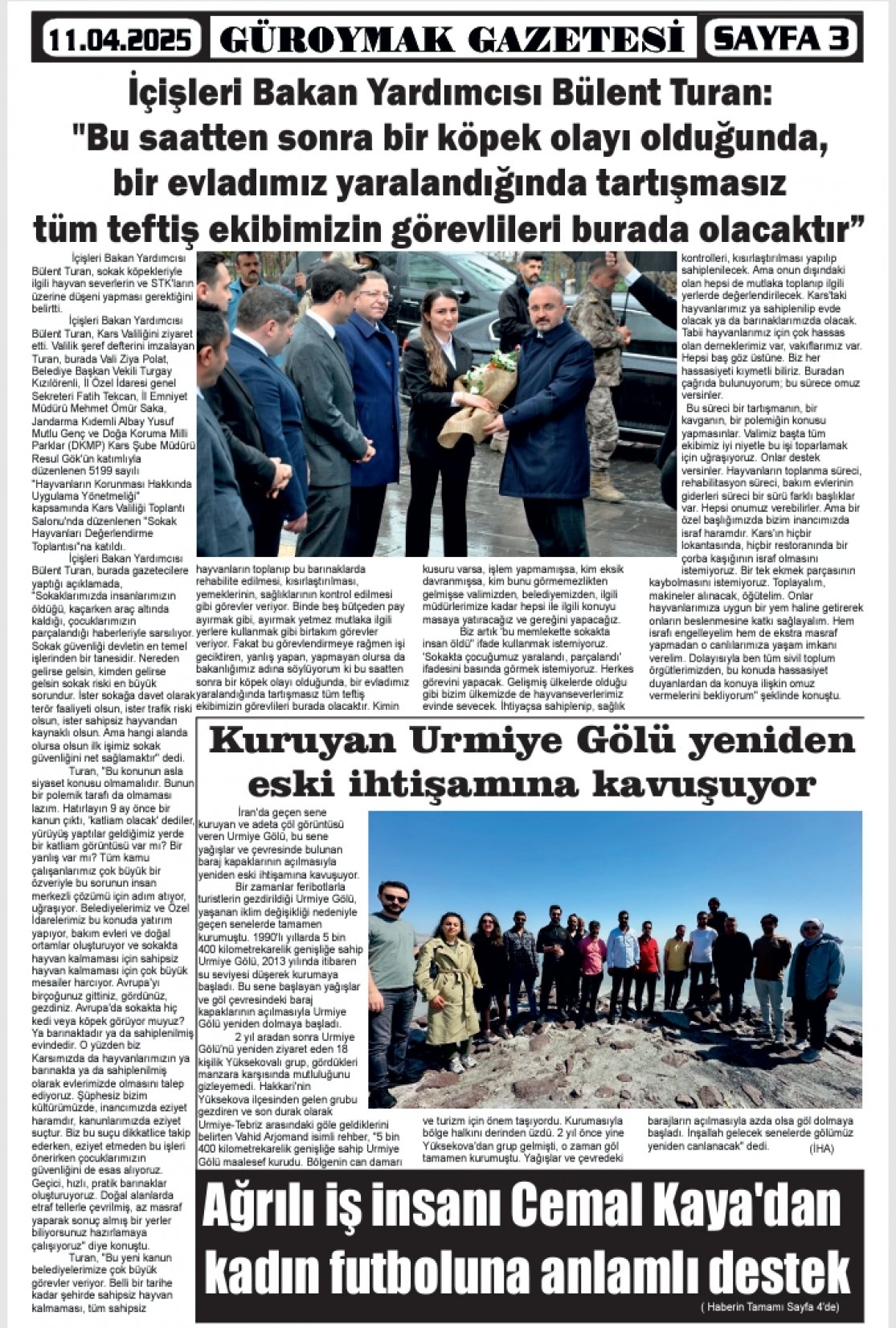 Güroymak Gazetesi  Sayılı Gazete Küpürü