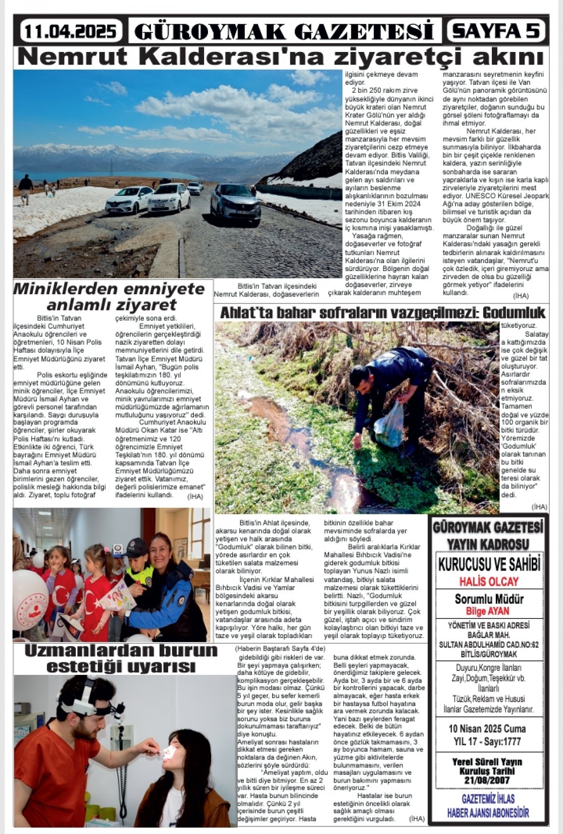 Güroymak Gazetesi  Sayılı Gazete Küpürü