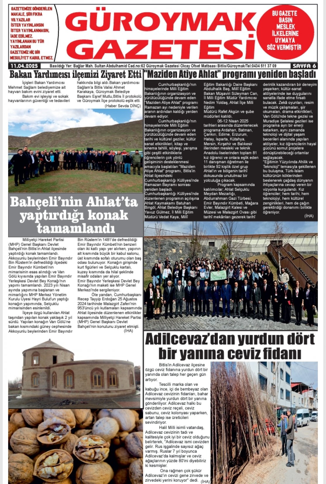 Güroymak Gazetesi  Sayılı Gazete Küpürü