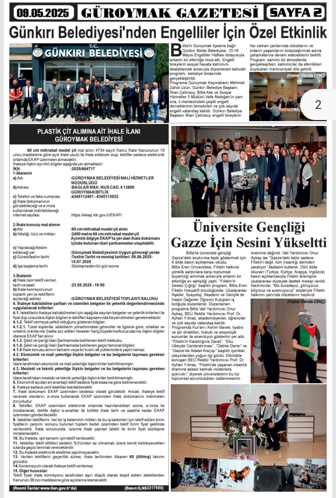 Güroymak Gazetesi  Sayılı Gazete Küpürü