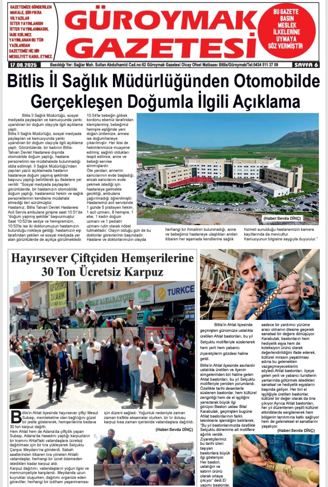 Güroymak Gazetesi  Sayılı Gazete Küpürü