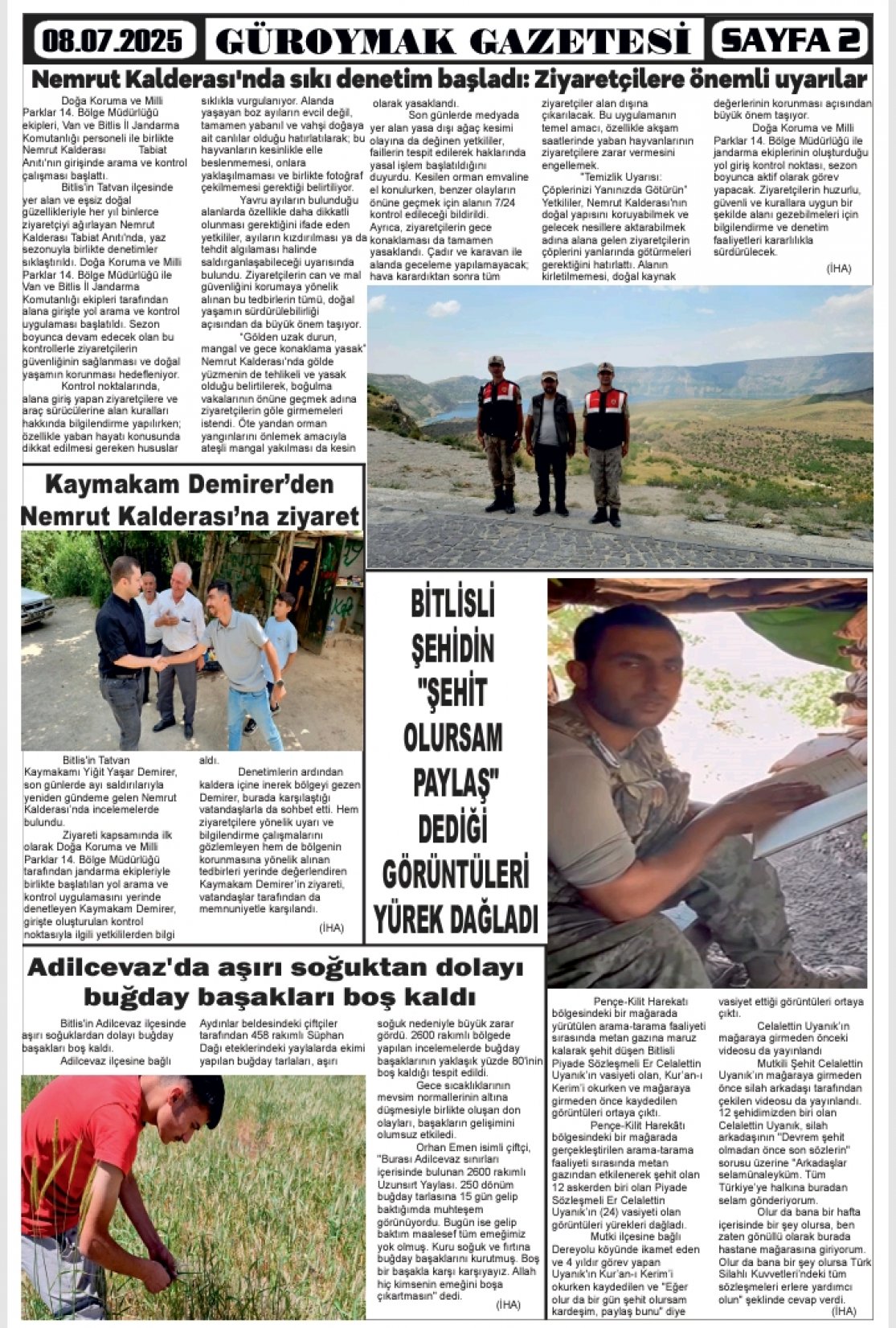 Güroymak Gazetesi  Sayılı Gazete Küpürü