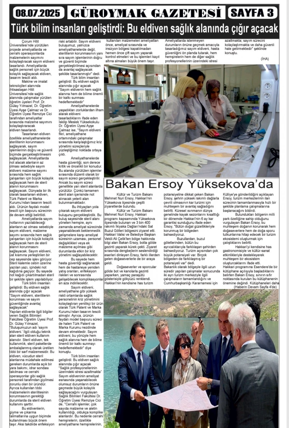 Güroymak Gazetesi  Sayılı Gazete Küpürü