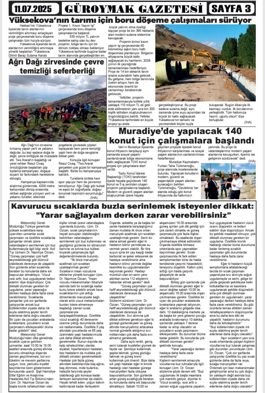Güroymak Gazetesi  Sayılı Gazete Küpürü