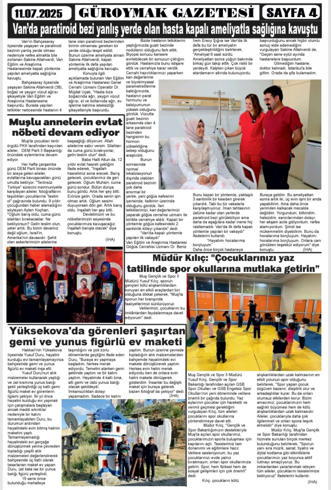 Güroymak Gazetesi  Sayılı Gazete Küpürü