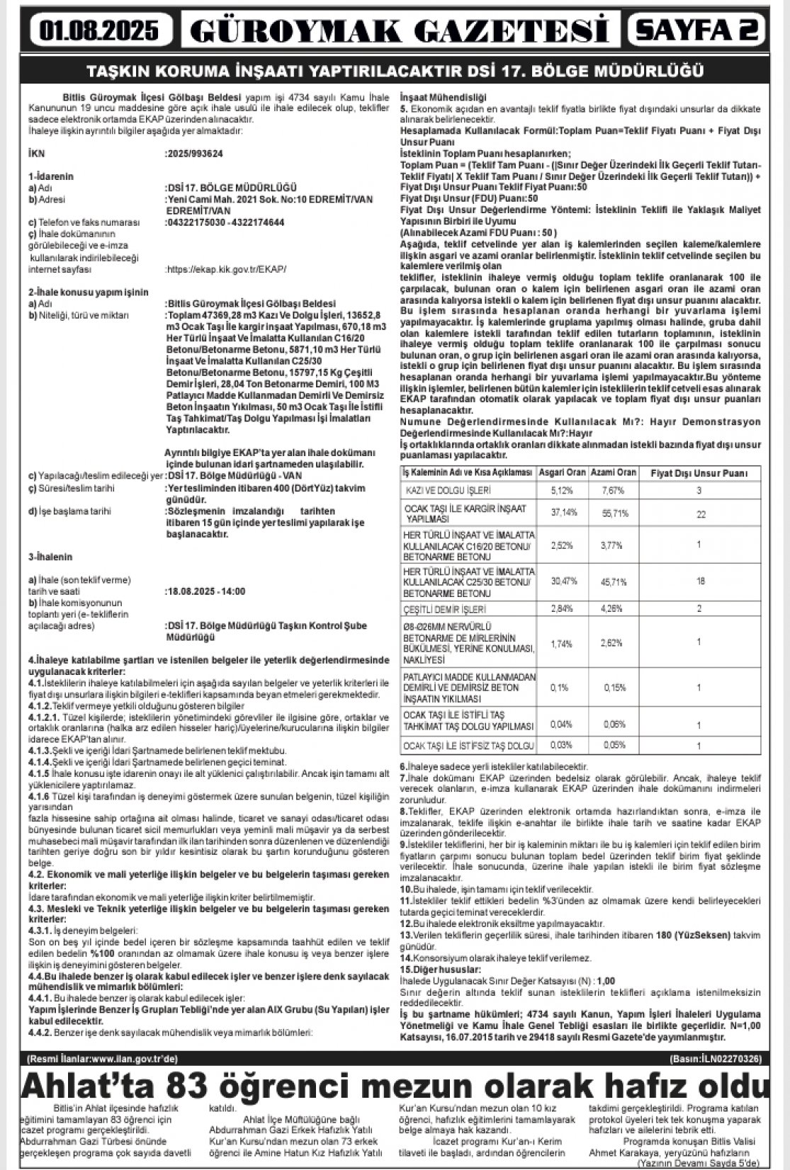 Güroymak Gazetesi  Sayılı Gazete Küpürü