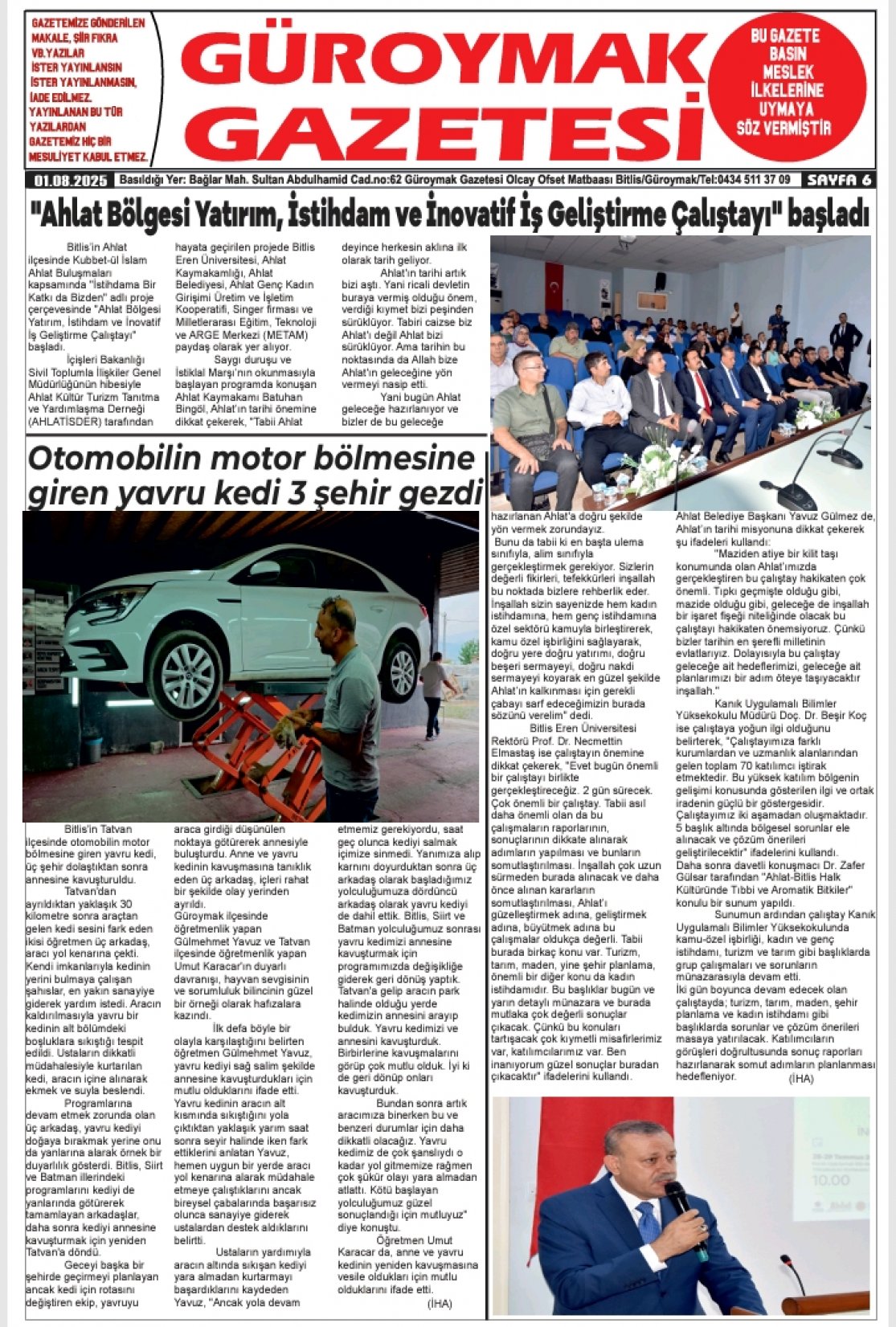 Güroymak Gazetesi  Sayılı Gazete Küpürü
