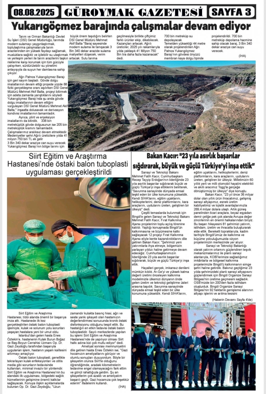 Güroymak Gazetesi  Sayılı Gazete Küpürü