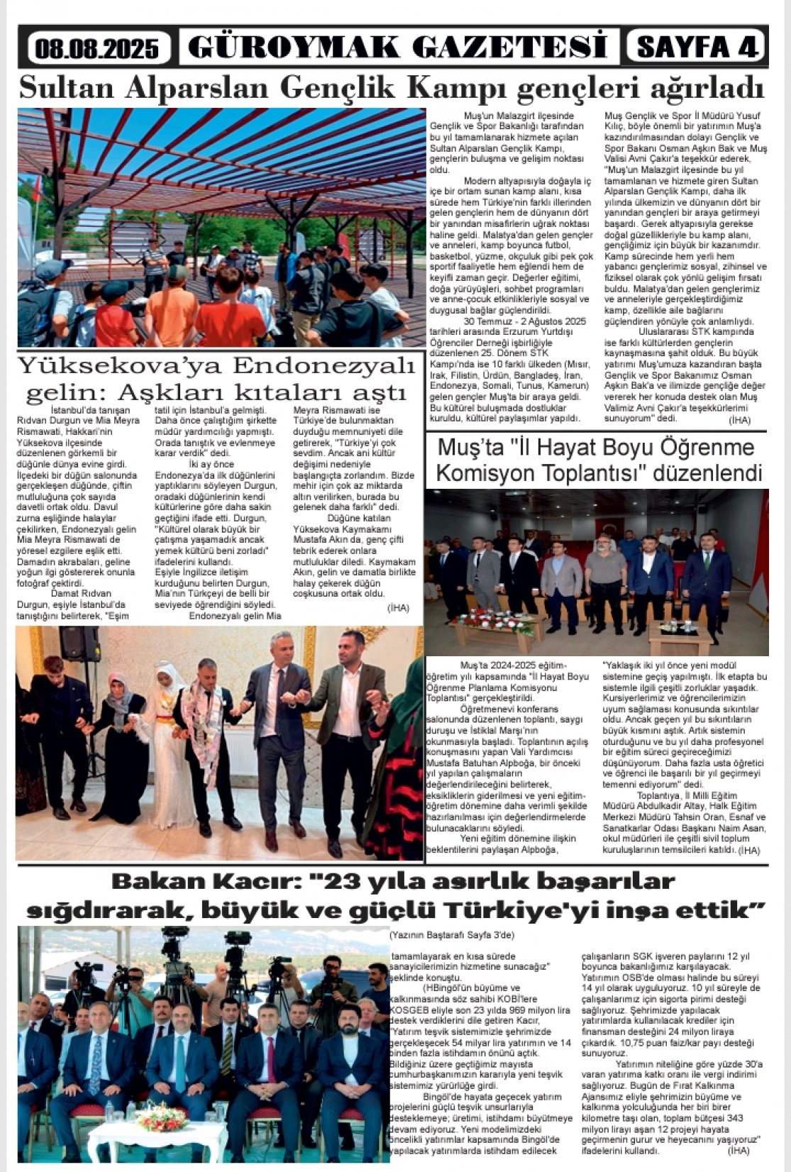 Güroymak Gazetesi  Sayılı Gazete Küpürü