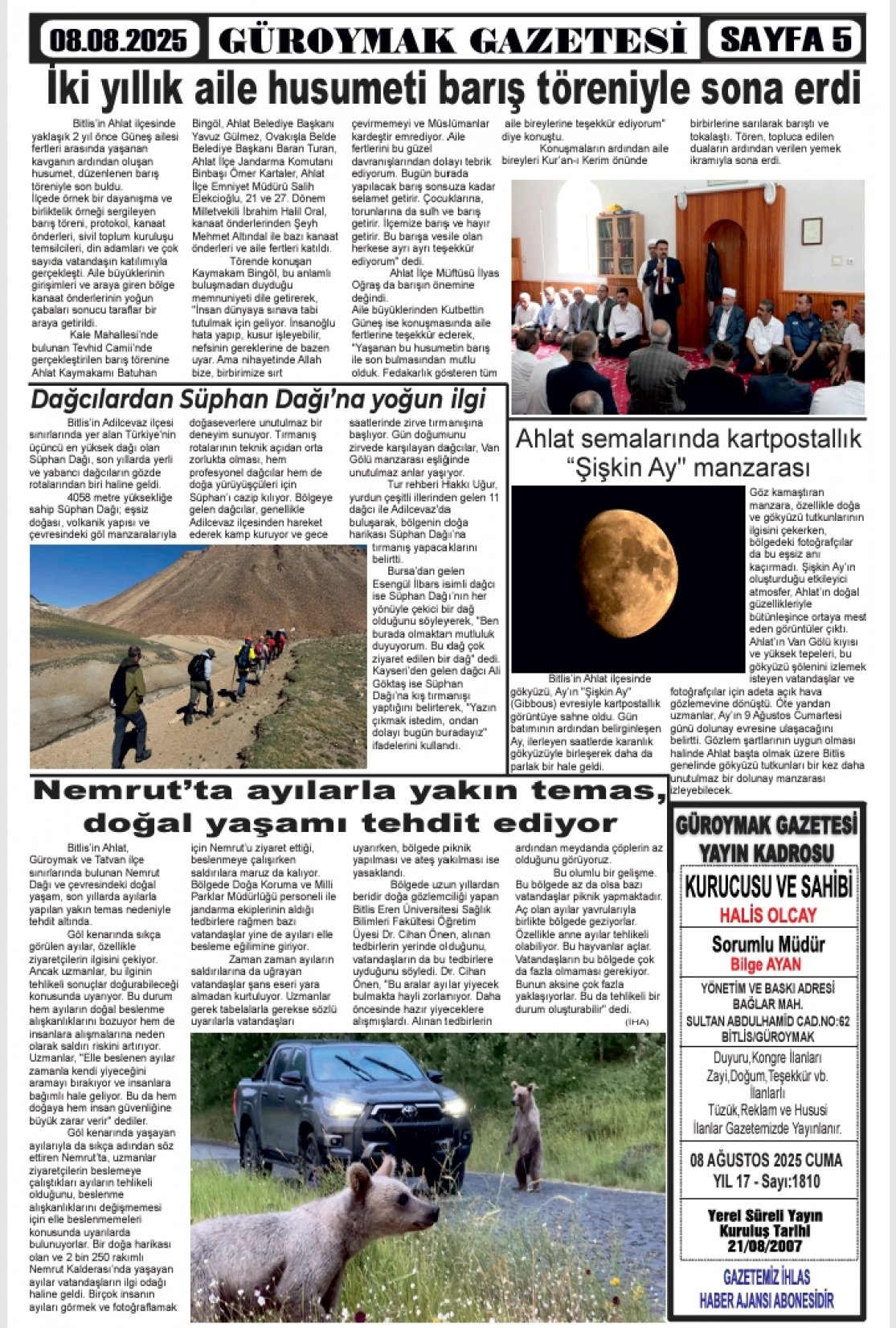 Güroymak Gazetesi  Sayılı Gazete Küpürü