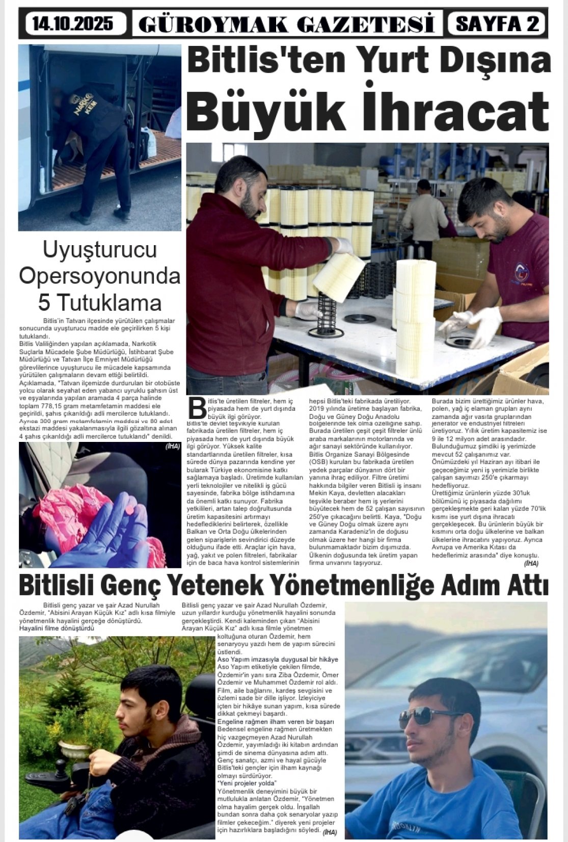 Güroymak Gazetesi  Sayılı Gazete Küpürü