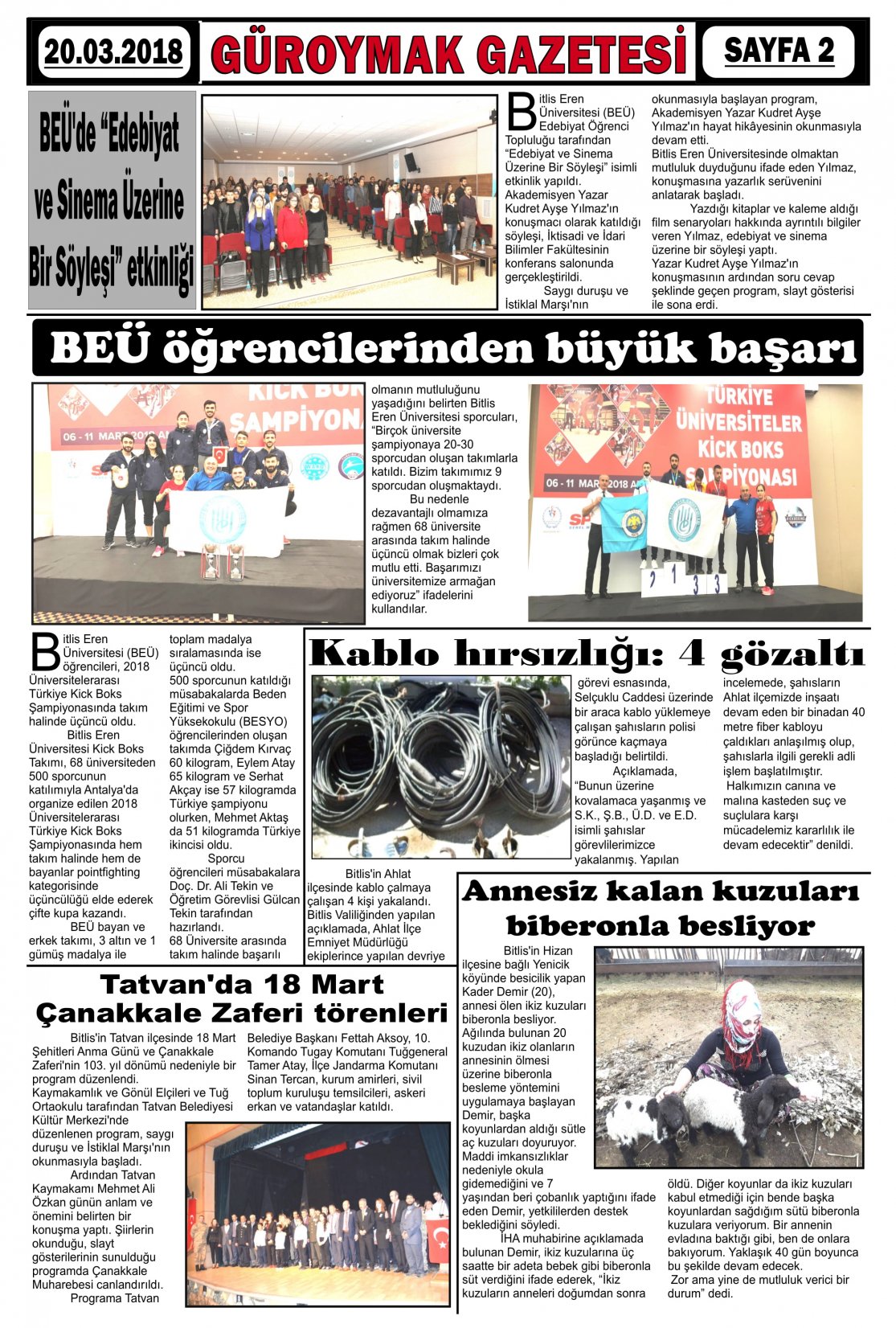 Güroymak Gazetesi  Sayılı Gazete Küpürü