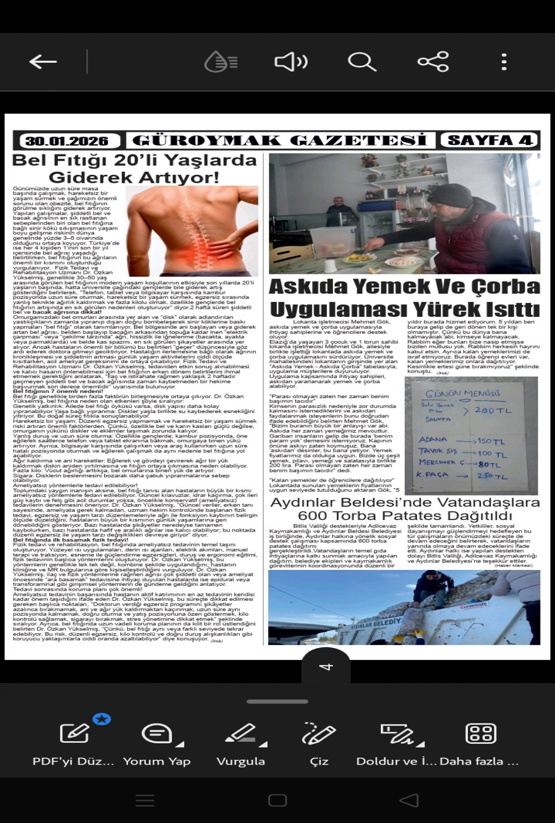 Güroymak Gazetesi  Sayılı Gazete Küpürü