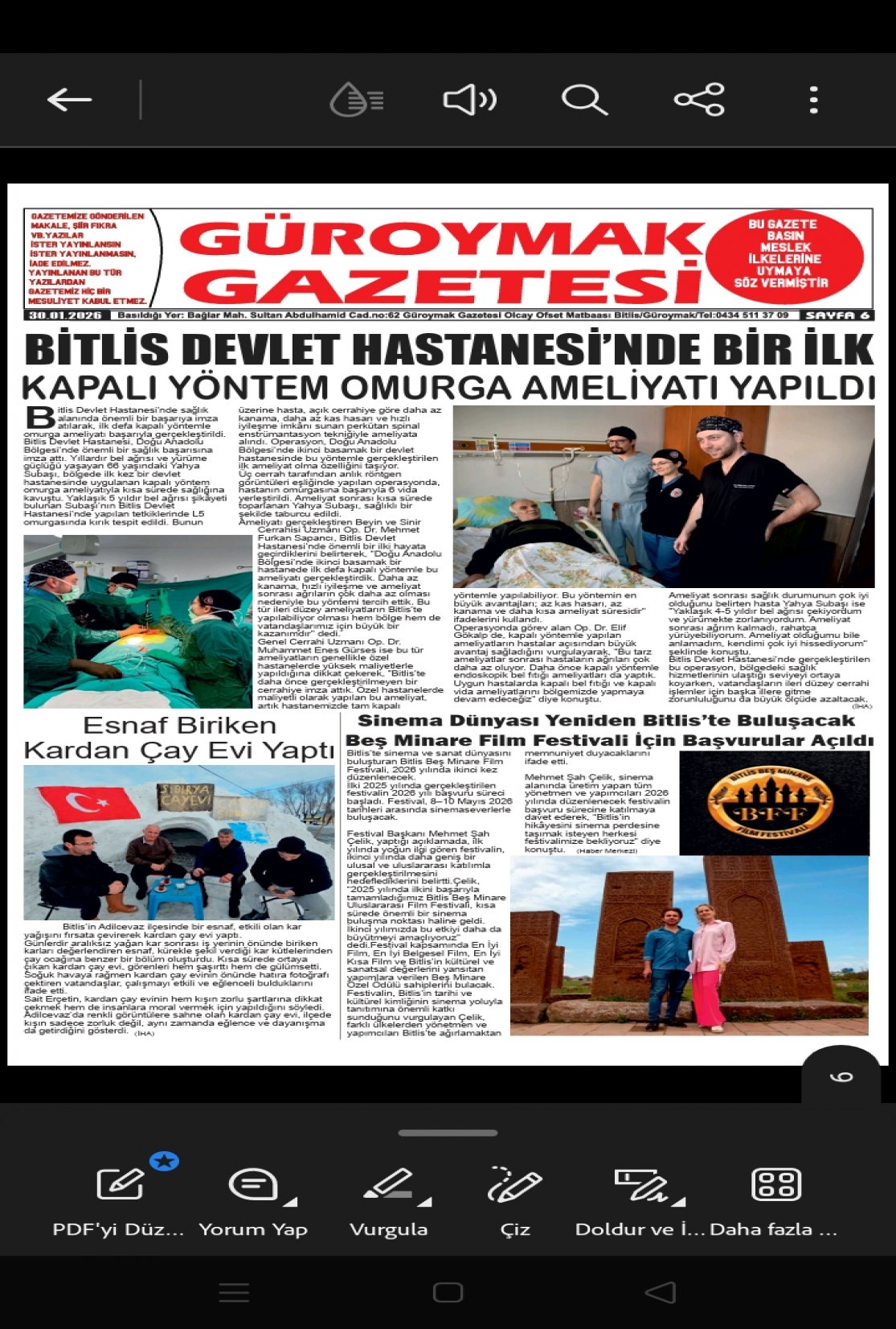 Güroymak Gazetesi  Sayılı Gazete Küpürü