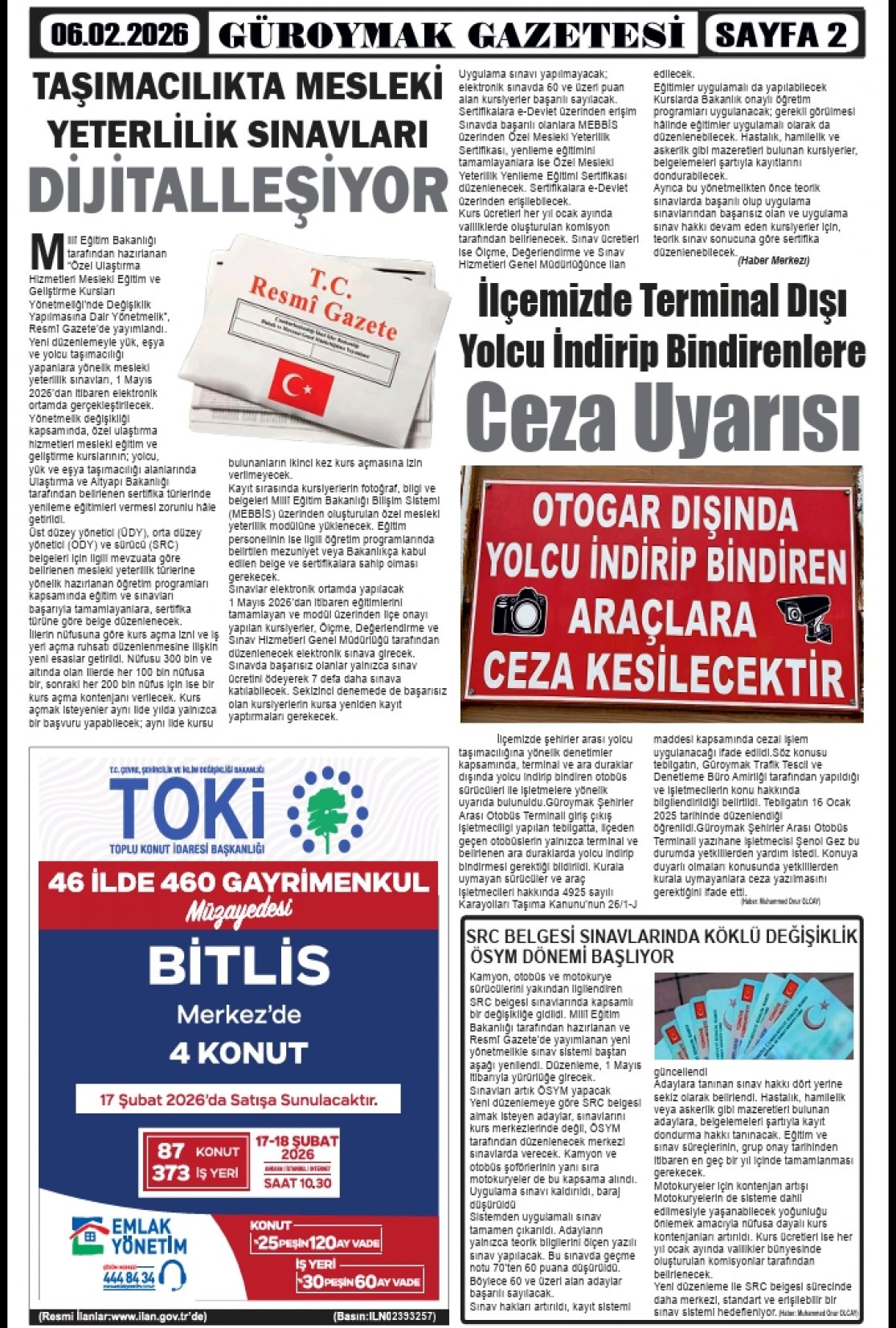 Güroymak Gazetesi  Sayılı Gazete Küpürü