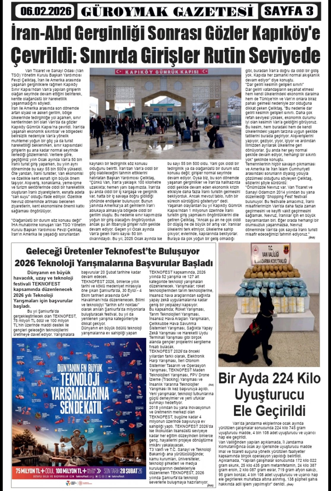 Güroymak Gazetesi  Sayılı Gazete Küpürü