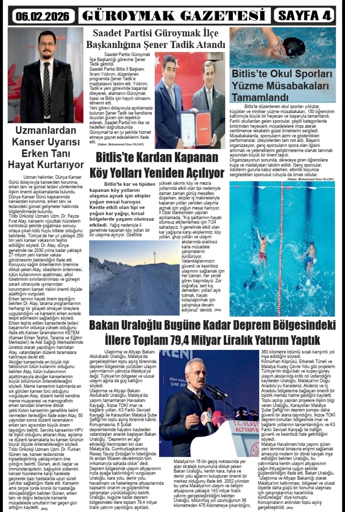 Güroymak Gazetesi  Sayılı Gazete Küpürü