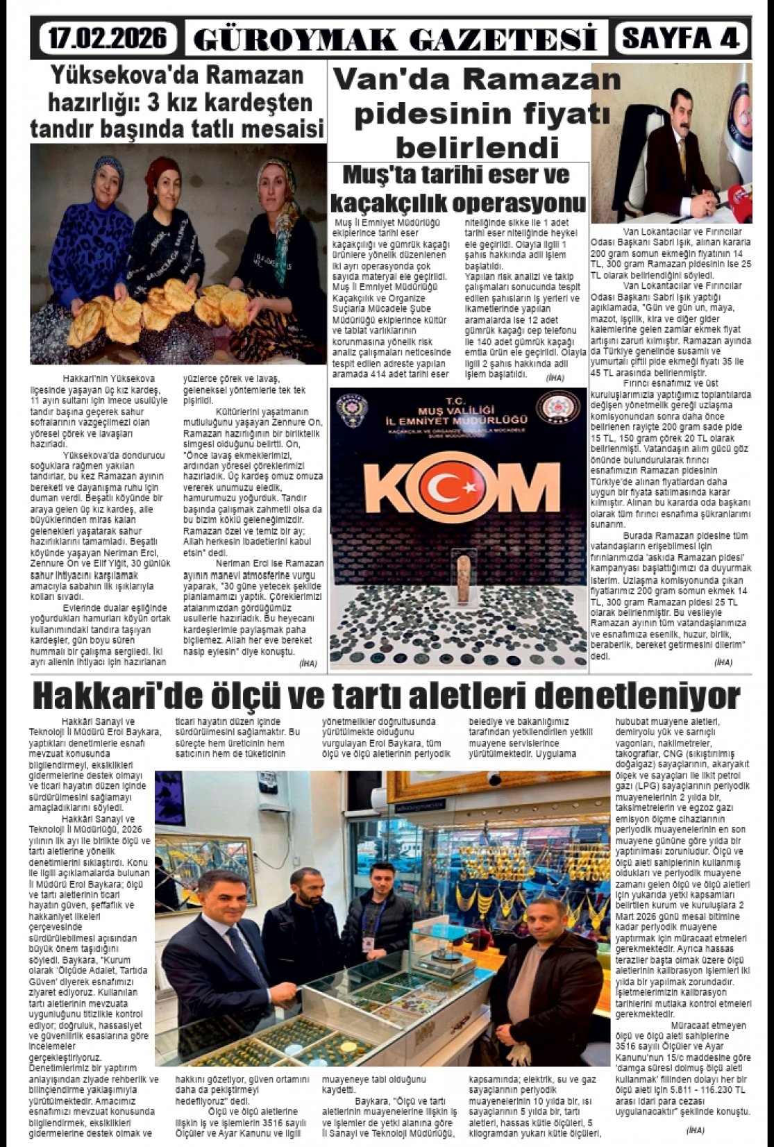 Güroymak Gazetesi  Sayılı Gazete Küpürü