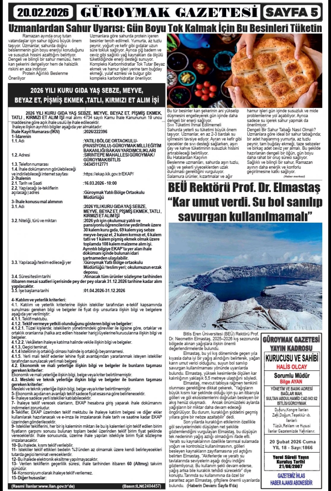 Güroymak Gazetesi  Sayılı Gazete Küpürü