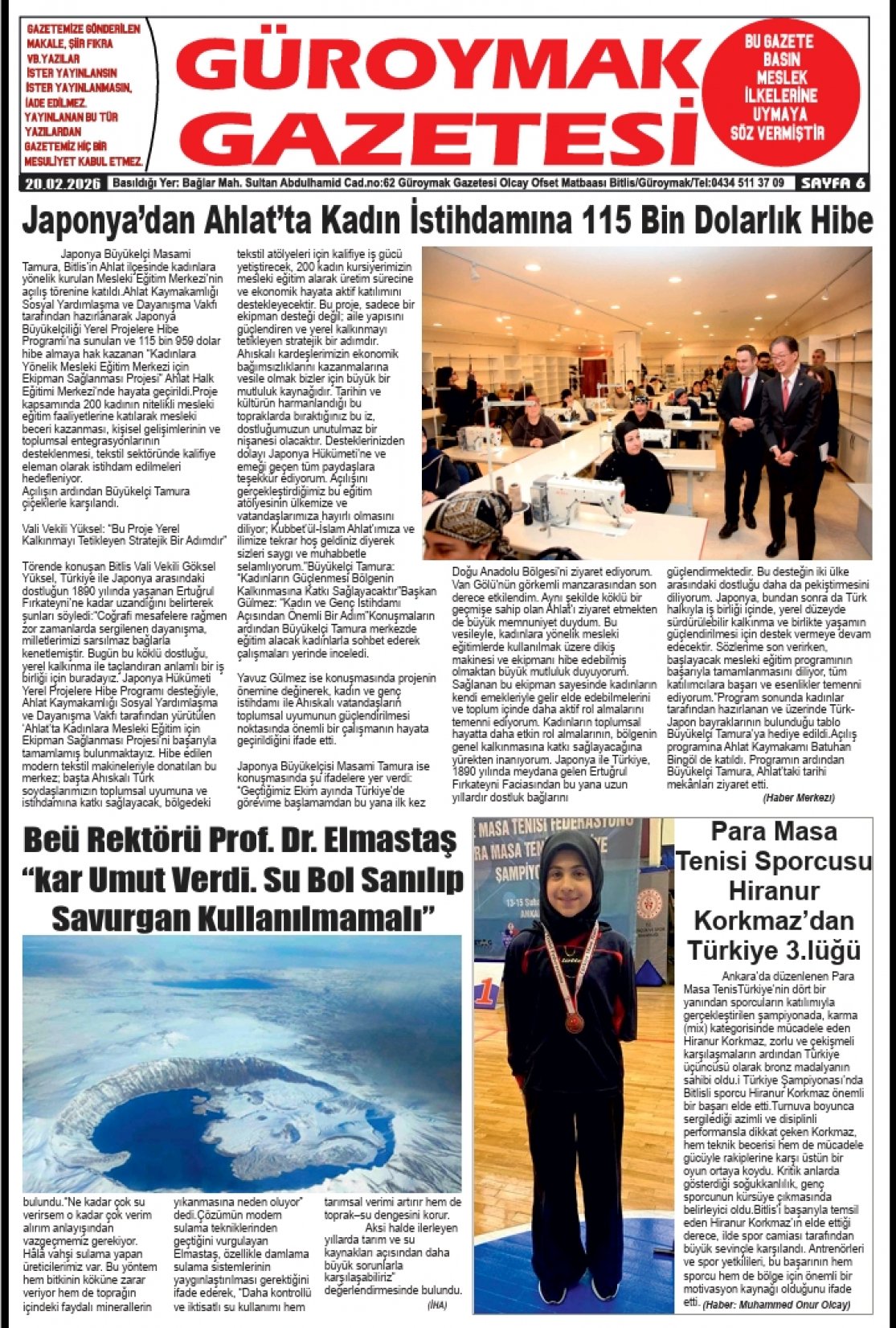 Güroymak Gazetesi  Sayılı Gazete Küpürü