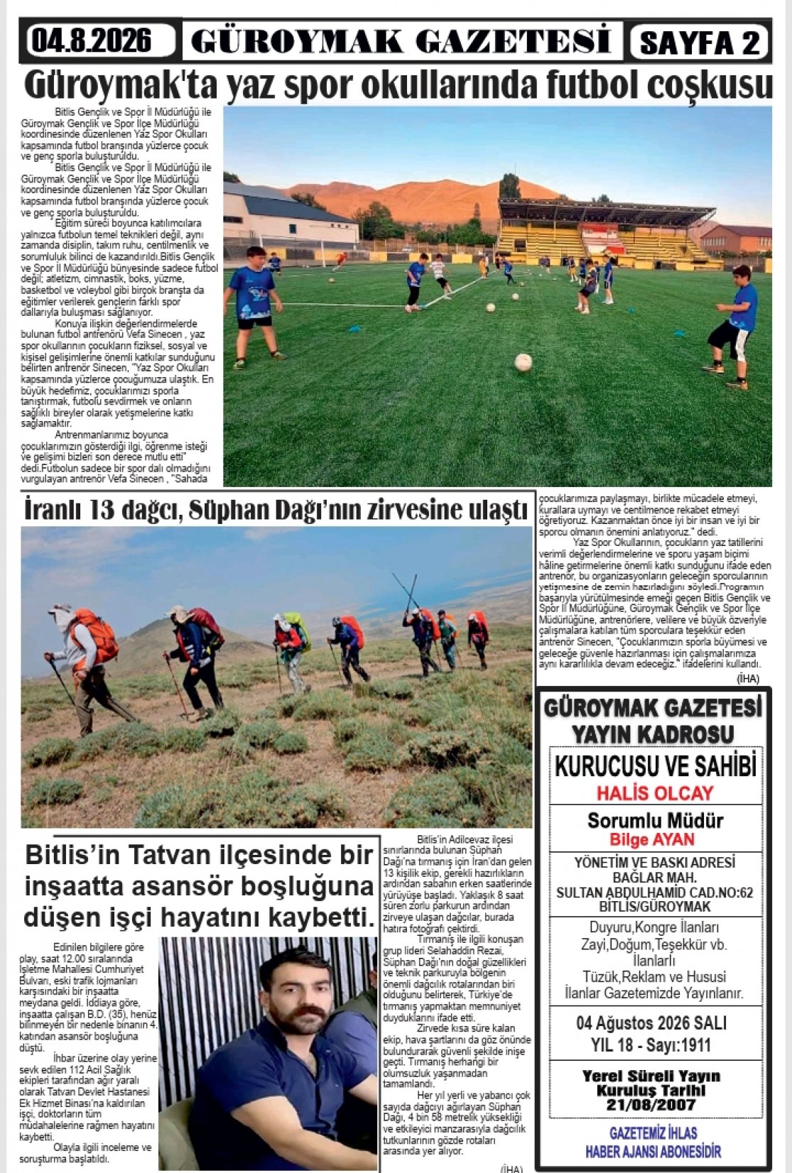 Güroymak Gazetesi  Sayılı Gazete Küpürü