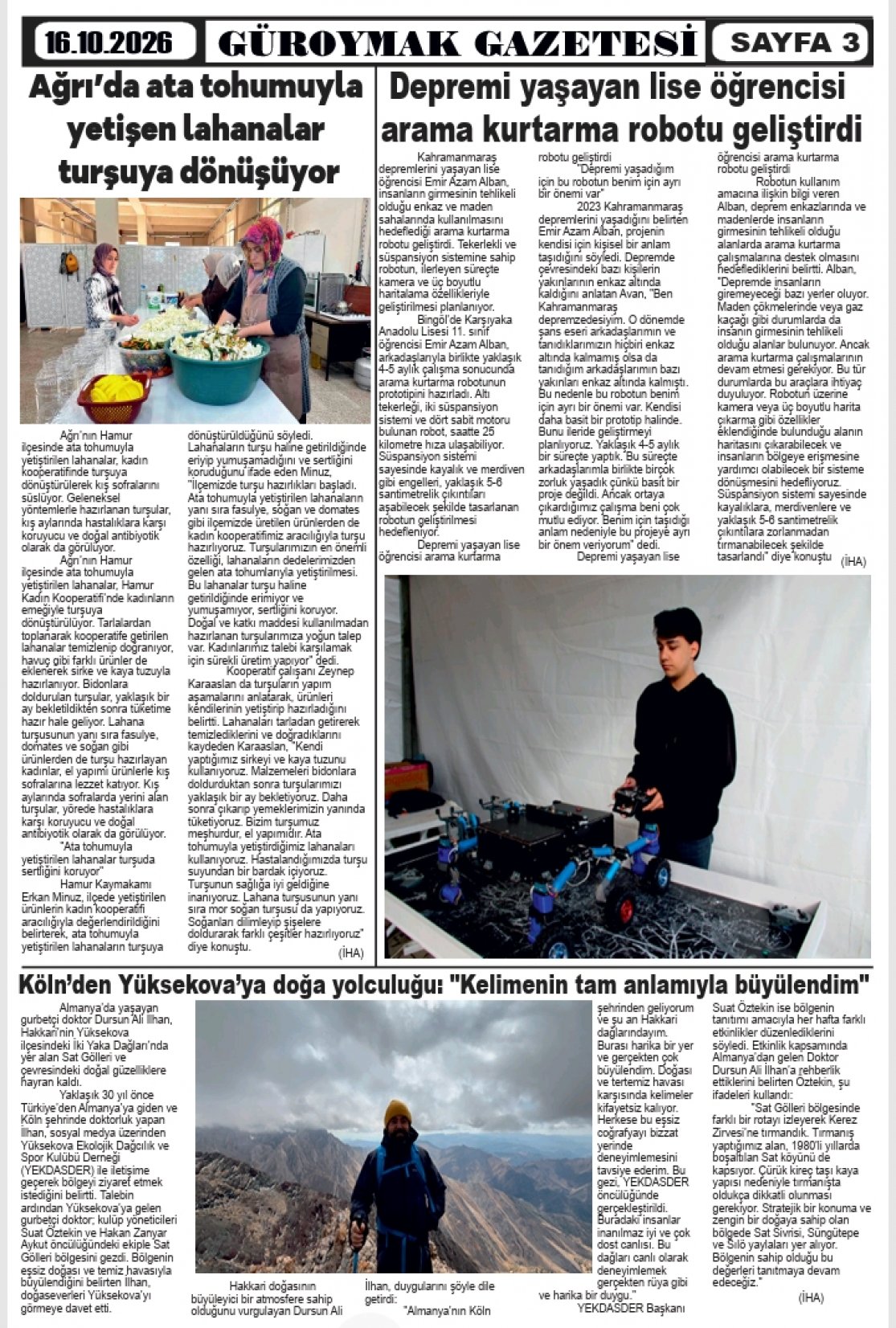 Güroymak Gazetesi  Sayılı Gazete Küpürü