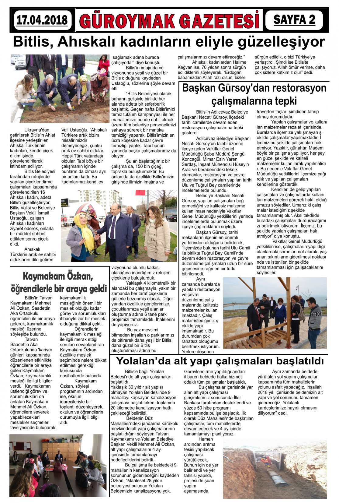 Güroymak Gazetesi  Sayılı Gazete Küpürü