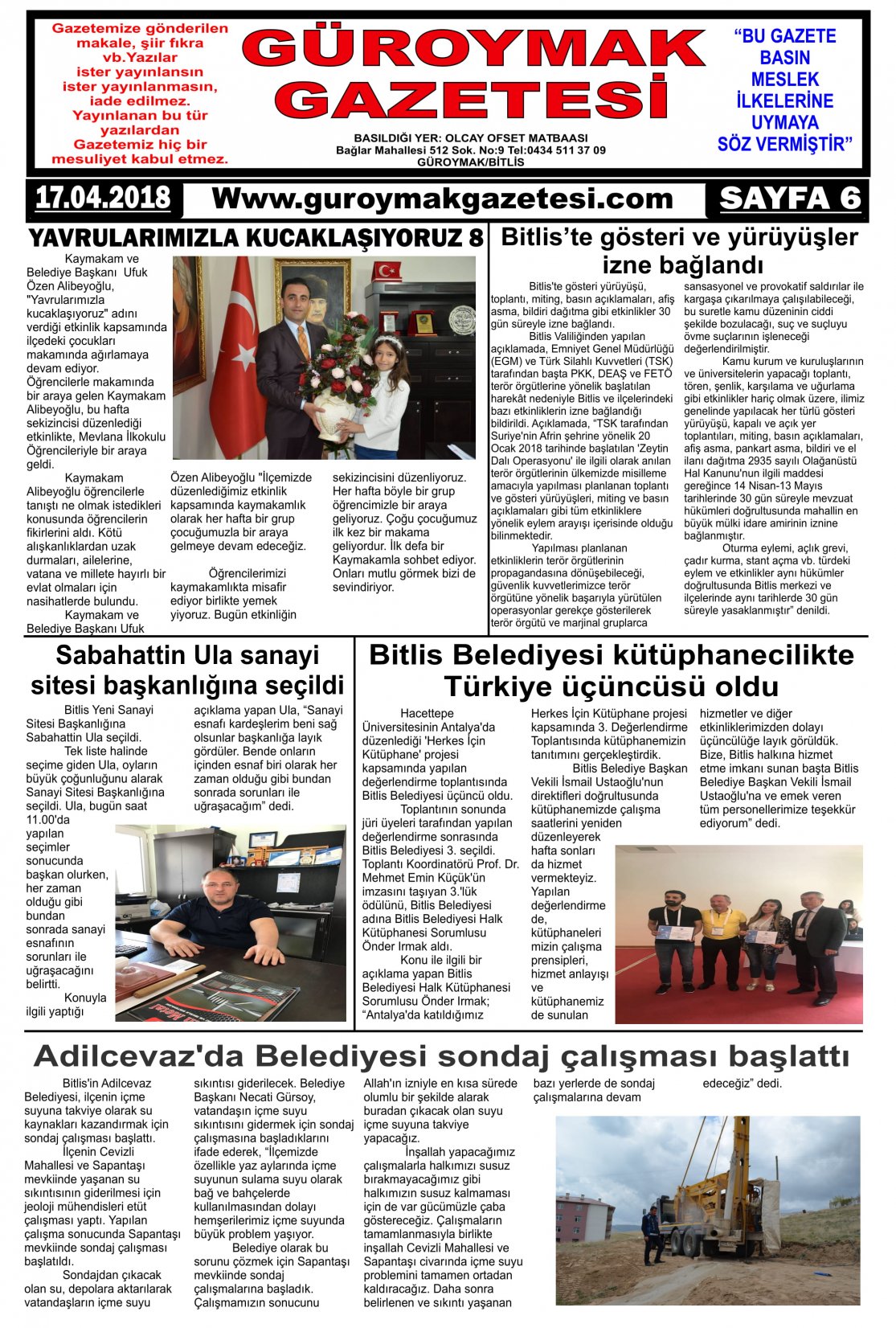 Güroymak Gazetesi  Sayılı Gazete Küpürü