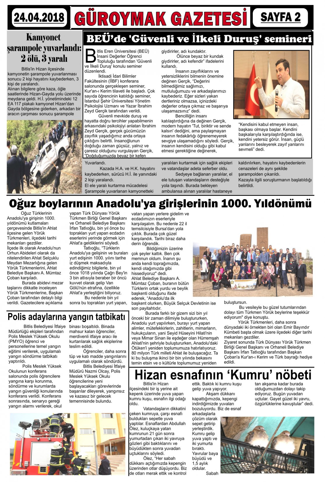 Güroymak Gazetesi  Sayılı Gazete Küpürü