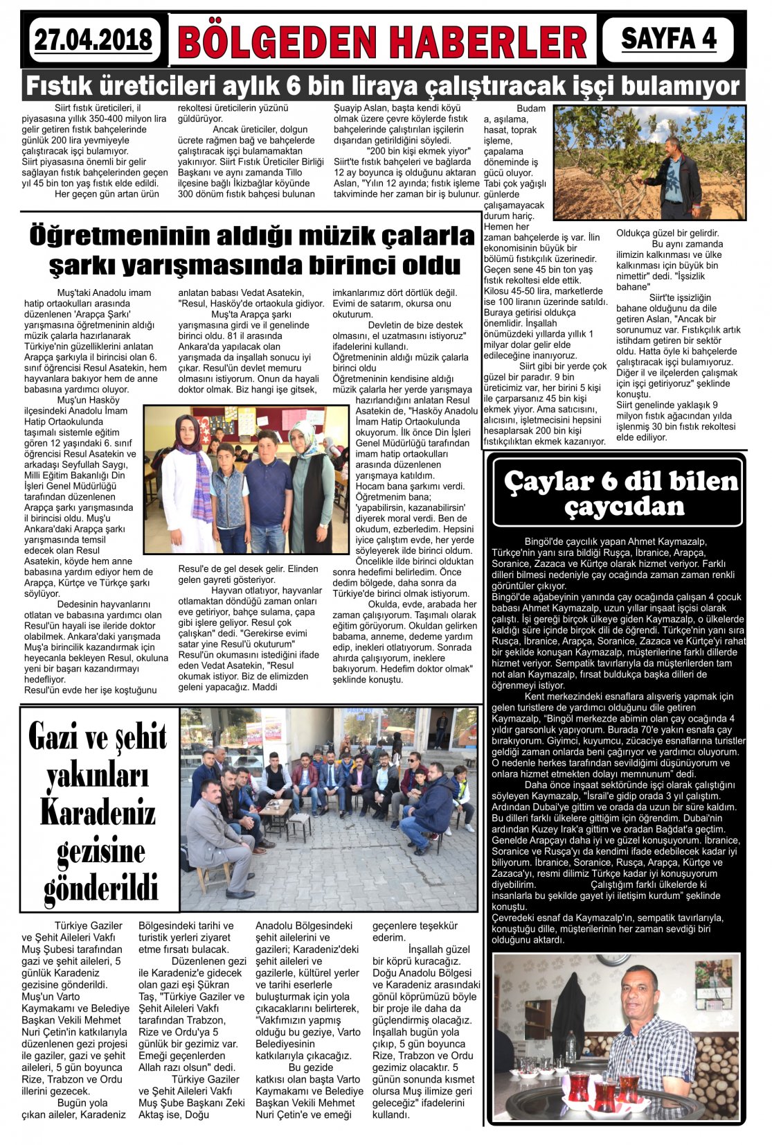 Güroymak Gazetesi  Sayılı Gazete Küpürü