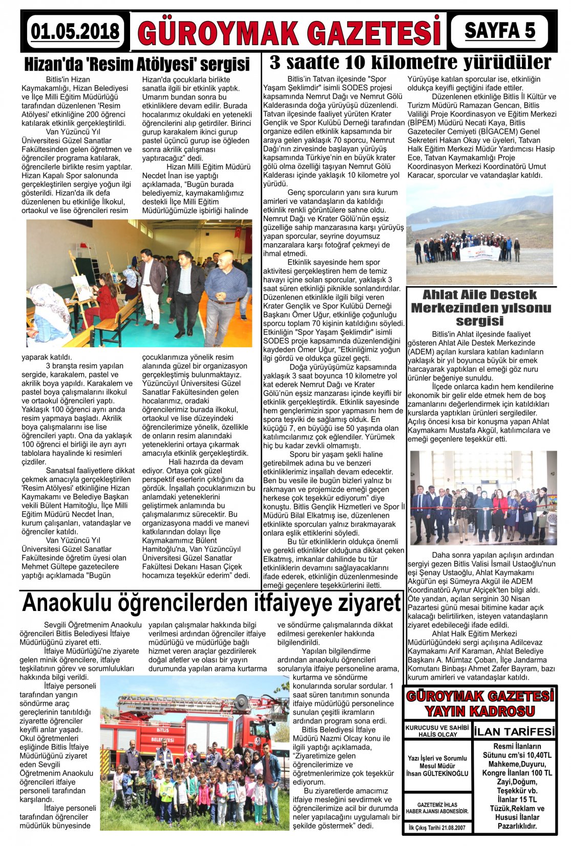 Güroymak Gazetesi  Sayılı Gazete Küpürü