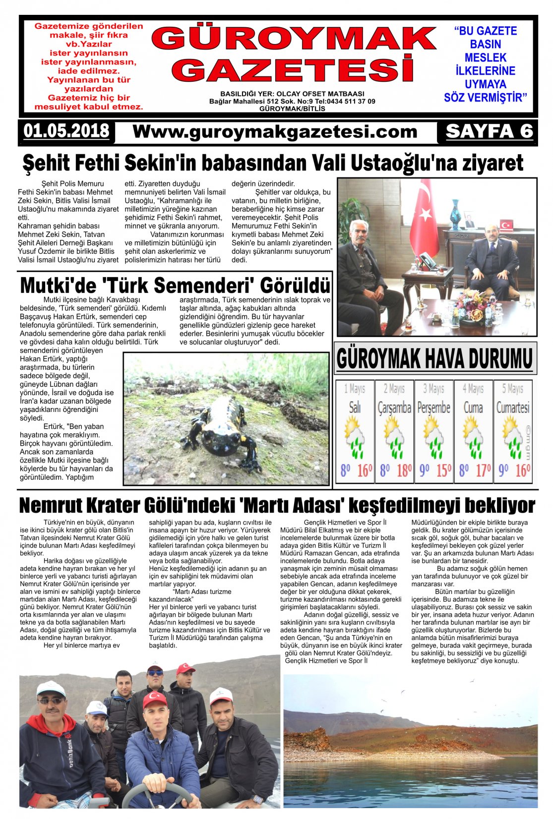 Güroymak Gazetesi  Sayılı Gazete Küpürü