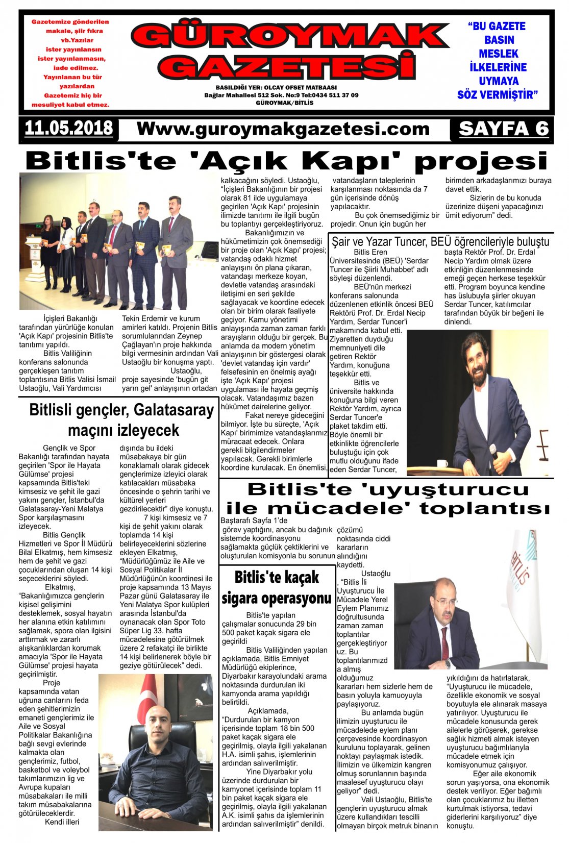 Güroymak Gazetesi  Sayılı Gazete Küpürü