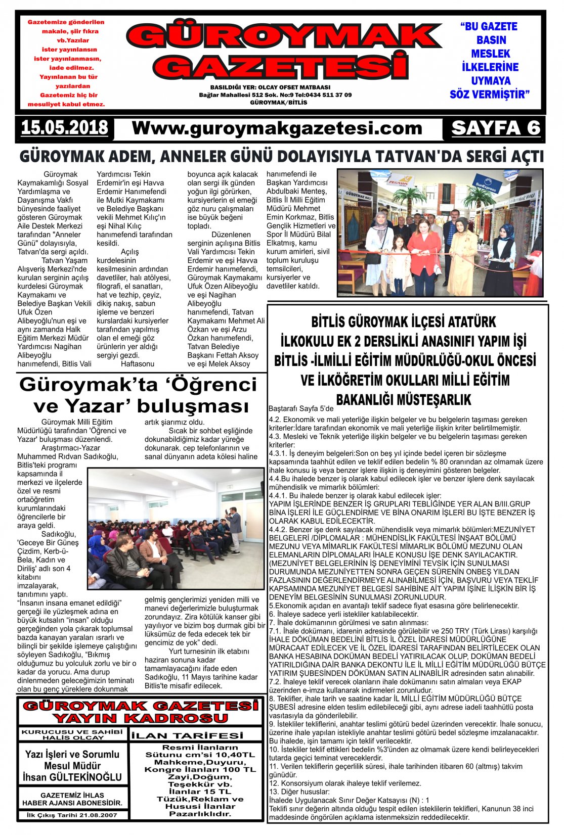 Güroymak Gazetesi  Sayılı Gazete Küpürü