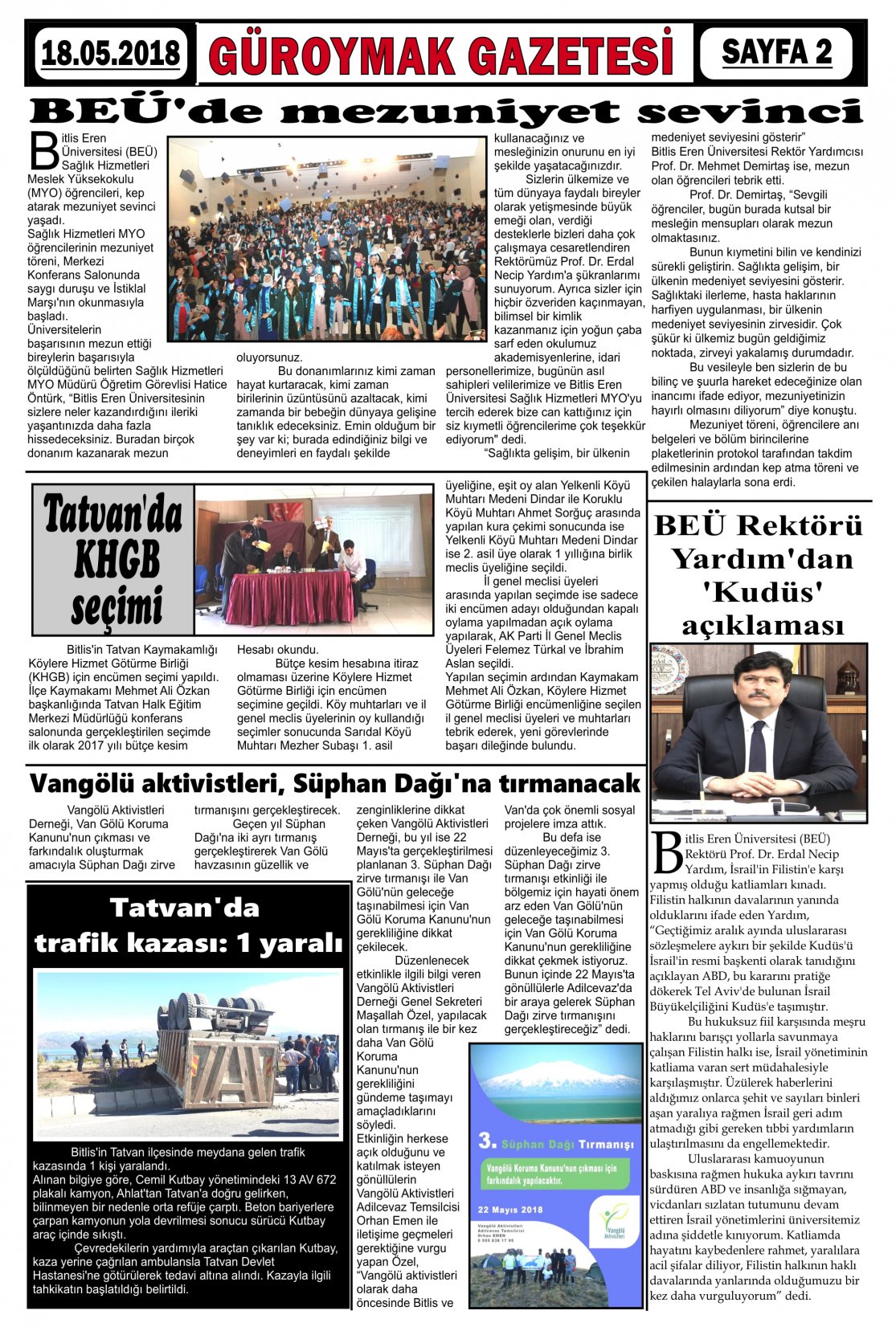 Güroymak Gazetesi  Sayılı Gazete Küpürü