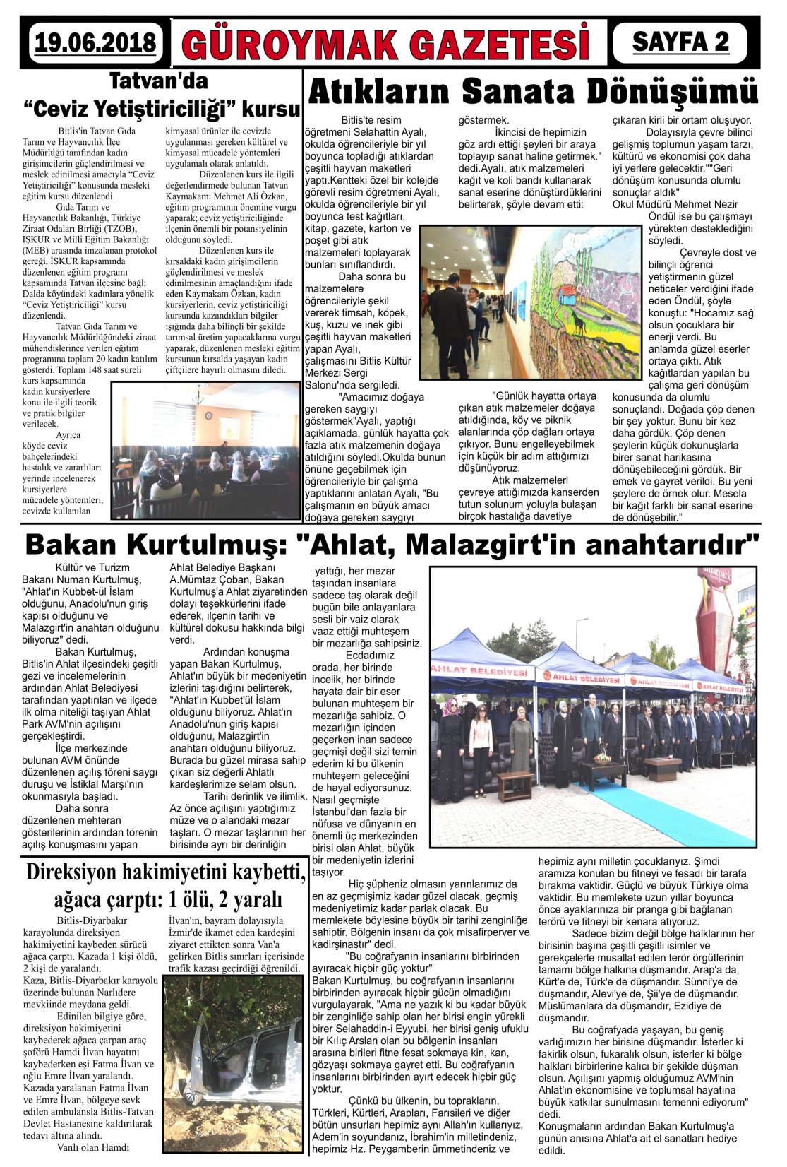 Güroymak Gazetesi  Sayılı Gazete Küpürü