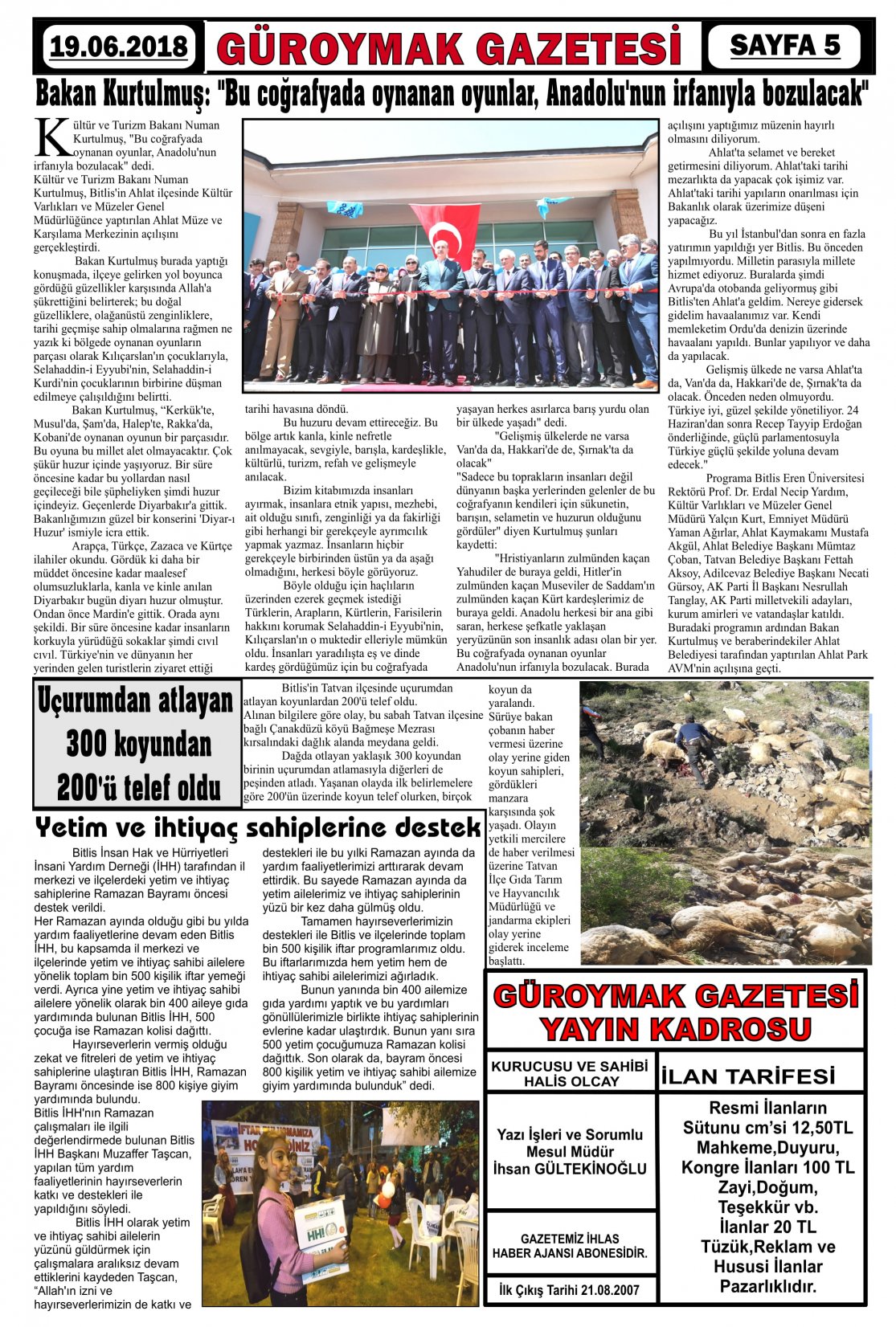 Güroymak Gazetesi  Sayılı Gazete Küpürü