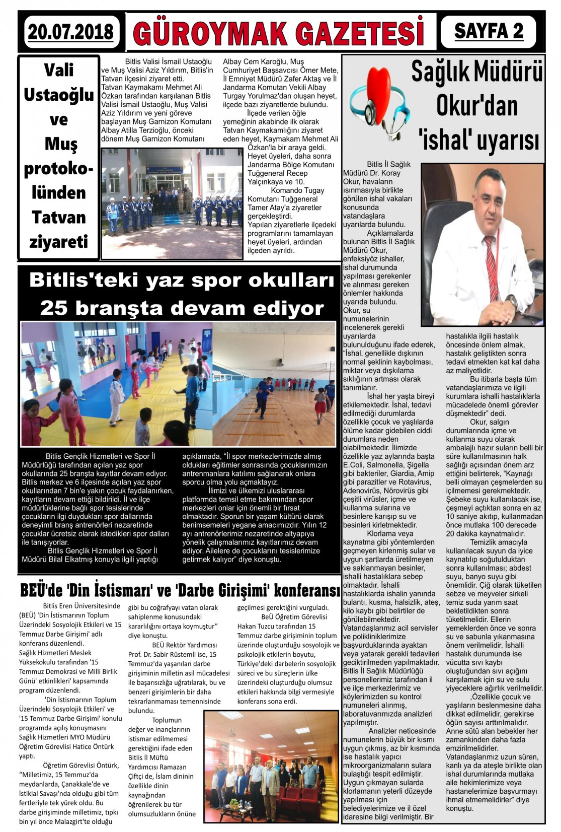 Güroymak Gazetesi  Sayılı Gazete Küpürü