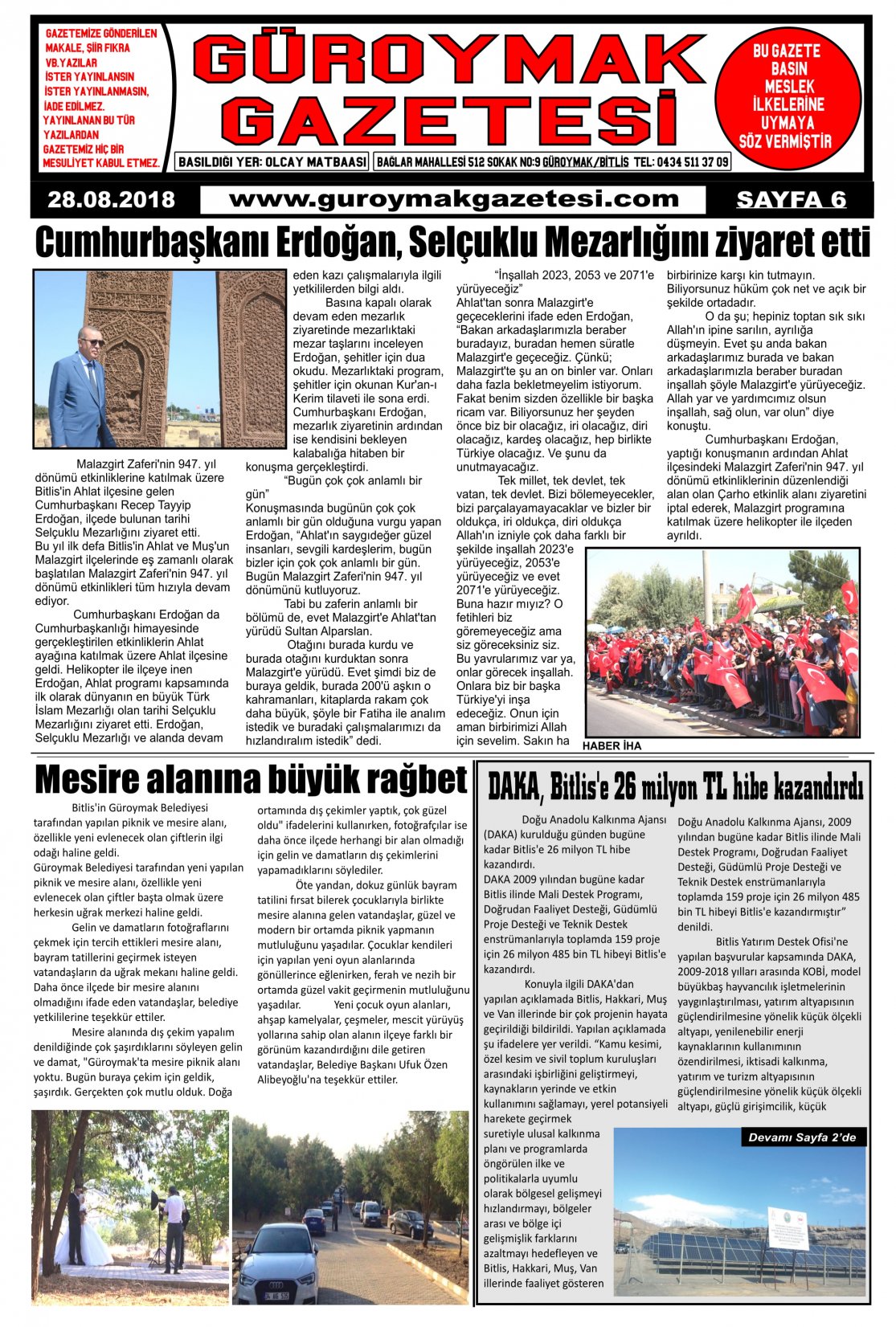 Güroymak Gazetesi  Sayılı Gazete Küpürü