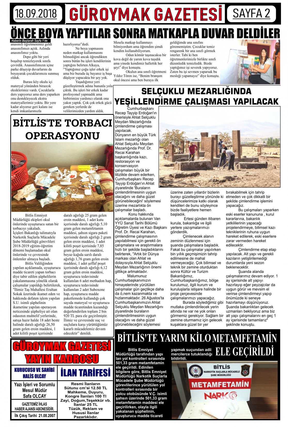 Güroymak Gazetesi  Sayılı Gazete Küpürü