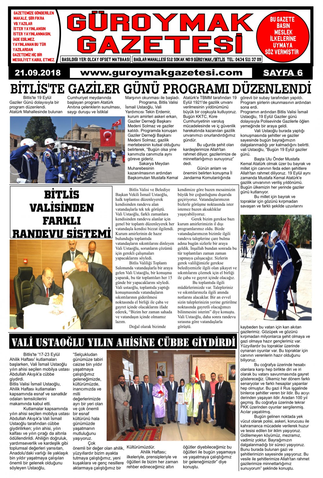 Güroymak Gazetesi  Sayılı Gazete Küpürü