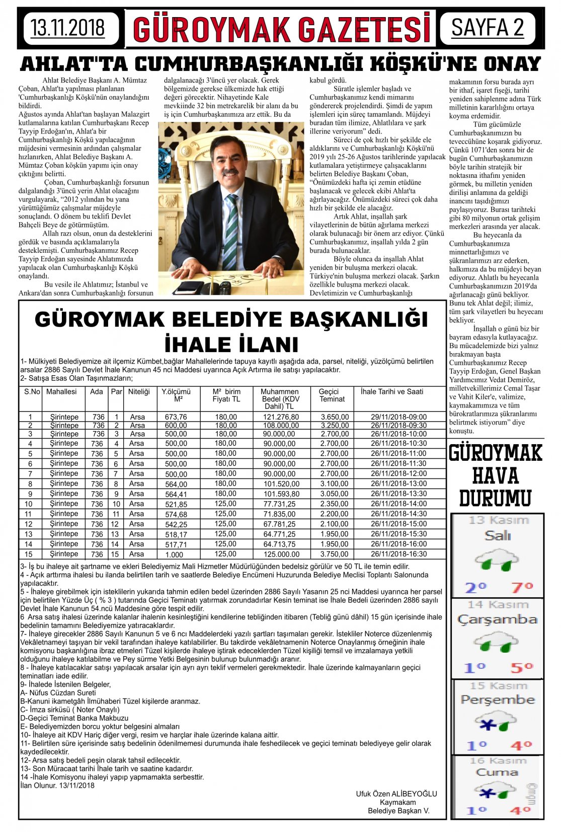 Güroymak Gazetesi  Sayılı Gazete Küpürü